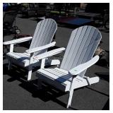 Pair of Adirondack Folding Lawn Chairs, white