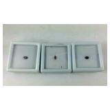 Three gemstones, red garnet, amethyst Swarovski,