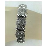 Moissanite chip bracelet 8in silvertone