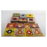 Vinyl records, 45 rpms group, stack stands almost