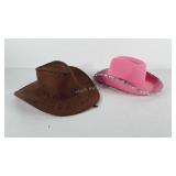 Cowboy hats, both marked costume USA