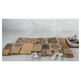 Art supplies, 16qt storage bin of stamps,