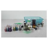 Art supplies, small storage bin of stickles paper