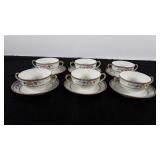 Noritake dual handled cup and saucers, set of six