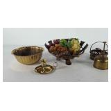 Home decor group, includes brass bowl,