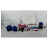 Workout books and equipment with storage bin,