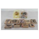 Art supplies, two storage bins of stamps