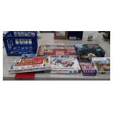 Games & Puzzles Lot with plastic Milk Crate,