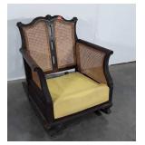 Antique Rocking Chair, nice cane, carved Ball and