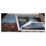 Three poster prints, two nature scenes, one with