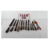 Tools, includes Farm Use license plate, screw