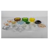 Glassware, sixteen ash trays, includes art deco