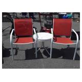 3-piece patio set:  round metal side table and 2