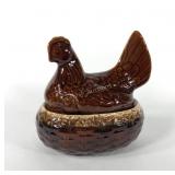 Hull Pottery hen on nest, 8"