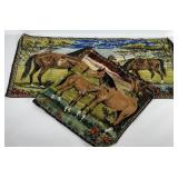 Two horse themed tapestries,  each measures 39x19