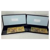 Two "All Aboard The Trump Train" gold foil bills,