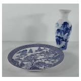 Charmstone decorative plate and vase, 12" and