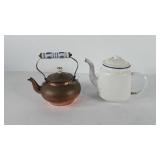 Teapots, includes one brass teapot and one