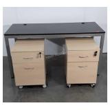 3pc Office Furniture lot, two 2 drawer files on