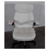 Executive Office Desk Chair, white leather, in