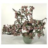Jade glass bonsai tree, stands 16" tall,
