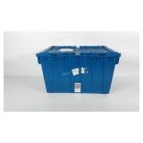 Industrial tote with interlocking lid, 21.5" ×