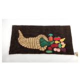 Handmade hook rug, Horn of Plenty design with
