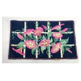 Handmade hook rug, morning glory vine on trellis