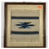 Textile woven mini rug, nicely framed and matted