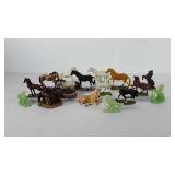 Sixteen horse figurines, includes three glow in