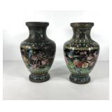 Pair of Asian Cloisonne vases, stand 16" tall,
