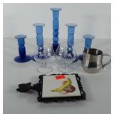 Mixed group, includes five cobalt blue glass