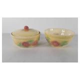 Hull pottery bowl and covered dish, 8", both have