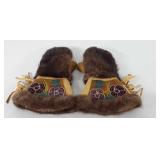Beaded fur mittens