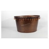 Decorative metal tub, copper finish, 21" × 16" ×