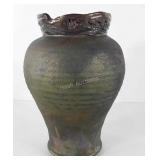 Pottery vase, artist signed, 10"