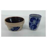Stoneware, bowl and cup, 3.5" and 4.5"