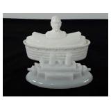 Glassware, milk glass, includes Span AM Admiral