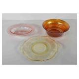 Glassware, includes carnival glass bowl (factory