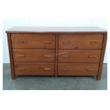 Pine six drawer dresser, 60" × 19.5" × 33",