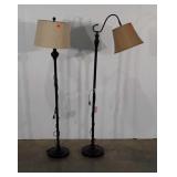 Two floor lamps with nice shades, 56" tall