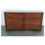 Pine six drawer dresser, 60" × 19.5" × 33",