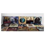 Group of classic rock vinyl records, includes
