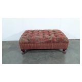 Button tufted floral upholstered ottoman, 46" ×