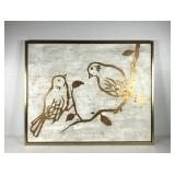 Decor stretched canvas with textural paint, birds