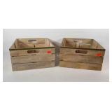 Pair of wooden decor crates, 18" × 15" × 8"