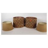 Two pairs of lamp shades, pair of 12" embroidered