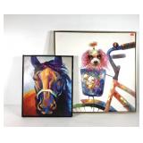 Two decor stretched canvas prints, both with
