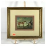 Race horse print, framed and triple matted, 19x17
