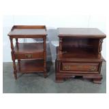 Two cherry end tables, one marked Pennsylvania